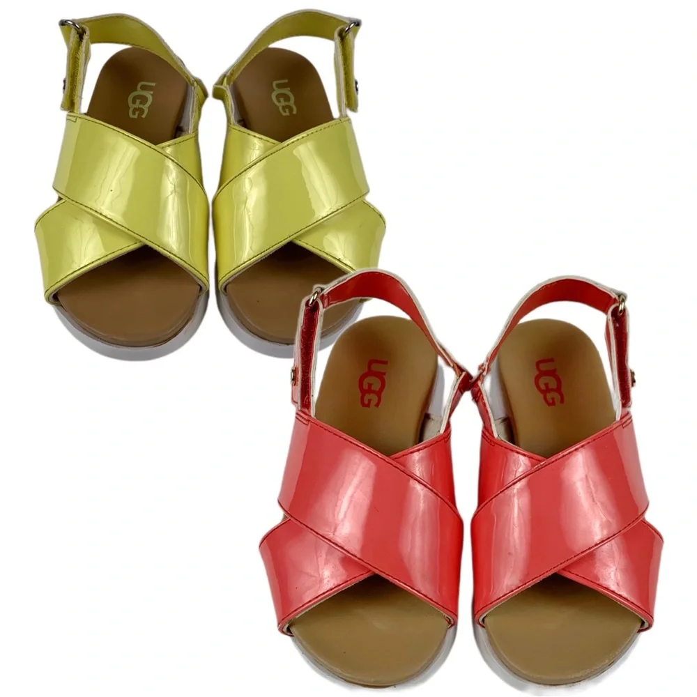Uggs 2 Pair Girls Patent Leather Sandals Size 10